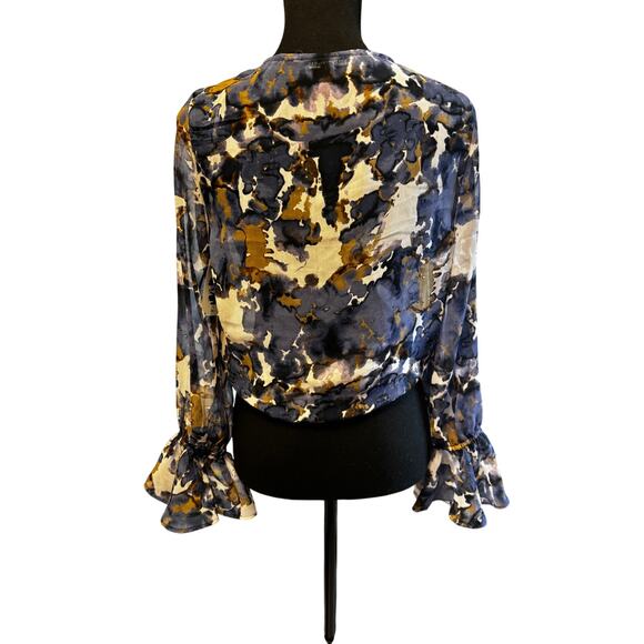 Steve Madden NWOT Wrap Front Printed Blouse Size S Purple Multi Artsy Career - Picture 3 of 6